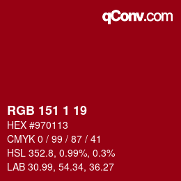 Color code: RGB 151 1 19 | qconv.com