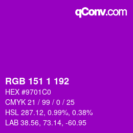 Color code: RGB 151 1 192 | qconv.com