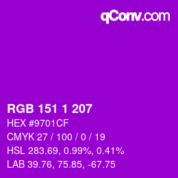 Color code: RGB 151 1 207 | qconv.com