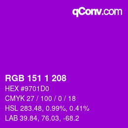 Color code: RGB 151 1 208 | qconv.com