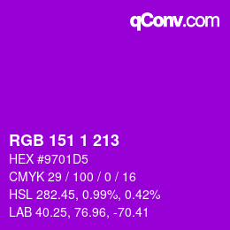 カラーコード: RGB 151 1 213 | qconv.com