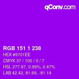 Color code: RGB 151 1 238 | qconv.com