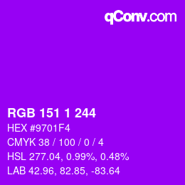 Color code: RGB 151 1 244 | qconv.com