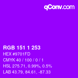 Color code: RGB 151 1 253 | qconv.com
