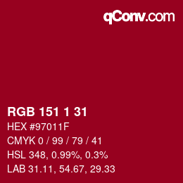 Color code: RGB 151 1 31 | qconv.com