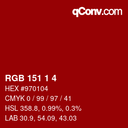 Color code: RGB 151 1 4 | qconv.com