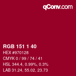 Color code: RGB 151 1 40 | qconv.com