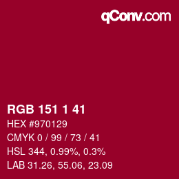 Color code: RGB 151 1 41 | qconv.com