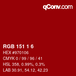 Color code: RGB 151 1 6 | qconv.com