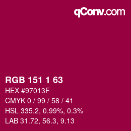 Color code: RGB 151 1 63 | qconv.com