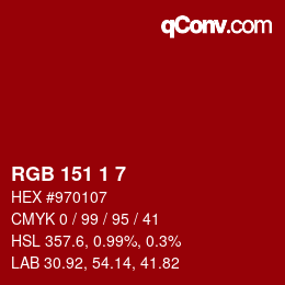 Farbcode: RGB 151 1 7 | qconv.com