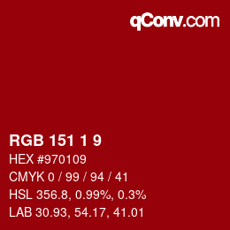 Color code: RGB 151 1 9 | qconv.com