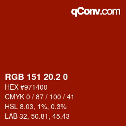 カラーコード: RGB 151 20.2 0 | qconv.com