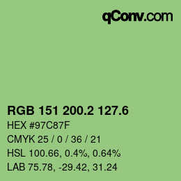 カラーコード: RGB 151 200.2 127.6 | qconv.com