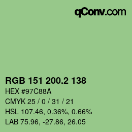 カラーコード: RGB 151 200.2 138 | qconv.com