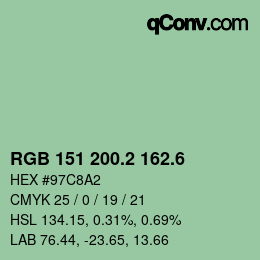 カラーコード: RGB 151 200.2 162.6 | qconv.com
