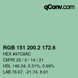 カラーコード: RGB 151 200.2 172.6 | qconv.com