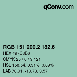 カラーコード: RGB 151 200.2 182.6 | qconv.com