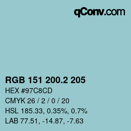 カラーコード: RGB 151 200.2 205 | qconv.com