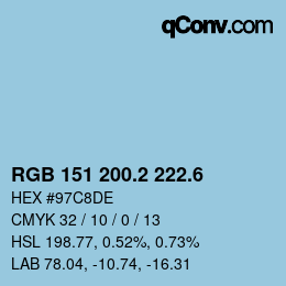 カラーコード: RGB 151 200.2 222.6 | qconv.com