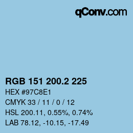 カラーコード: RGB 151 200.2 225 | qconv.com