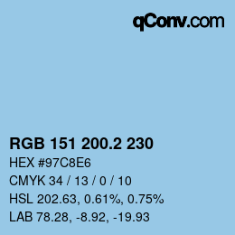 カラーコード: RGB 151 200.2 230 | qconv.com