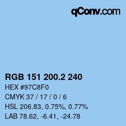 カラーコード: RGB 151 200.2 240 | qconv.com