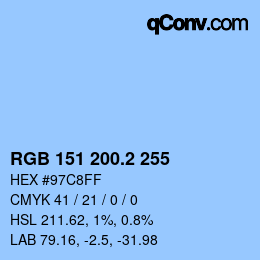 カラーコード: RGB 151 200.2 255 | qconv.com
