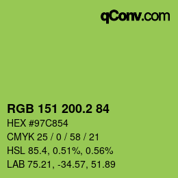 カラーコード: RGB 151 200.2 84 | qconv.com