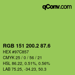 カラーコード: RGB 151 200.2 87.6 | qconv.com