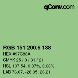 カラーコード: RGB 151 200.6 138 | qconv.com