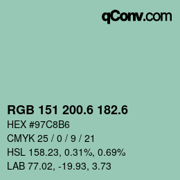 カラーコード: RGB 151 200.6 182.6 | qconv.com