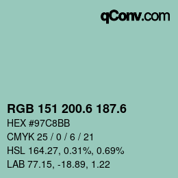 カラーコード: RGB 151 200.6 187.6 | qconv.com