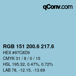 カラーコード: RGB 151 200.6 217.6 | qconv.com