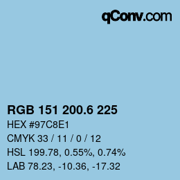カラーコード: RGB 151 200.6 225 | qconv.com