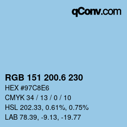 カラーコード: RGB 151 200.6 230 | qconv.com
