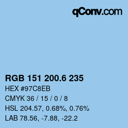 カラーコード: RGB 151 200.6 235 | qconv.com