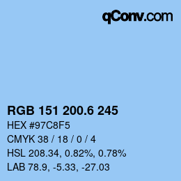 カラーコード: RGB 151 200.6 245 | qconv.com