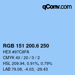 カラーコード: RGB 151 200.6 250 | qconv.com