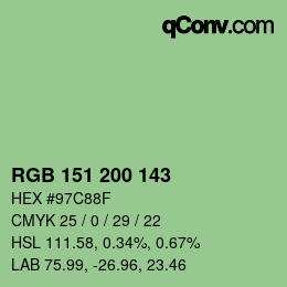 颜色代码: RGB 151 200 143 | qconv.com
