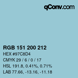 カラーコード: RGB 151 200 212 | qconv.com