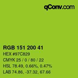 カラーコード: RGB 151 200 41 | qconv.com