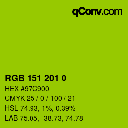 Color code: RGB 151 201 0 | qconv.com