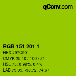 Color code: RGB 151 201 1 | qconv.com