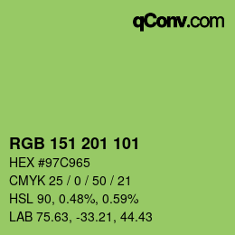 颜色代码: RGB 151 201 101 | qconv.com