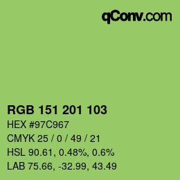 カラーコード: RGB 151 201 103 | qconv.com