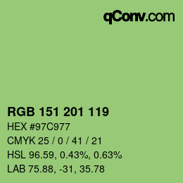 Color code: RGB 151 201 119 | qconv.com