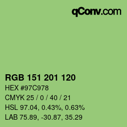カラーコード: RGB 151 201 120 | qconv.com