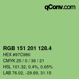 カラーコード: RGB 151 201 128.4 | qconv.com