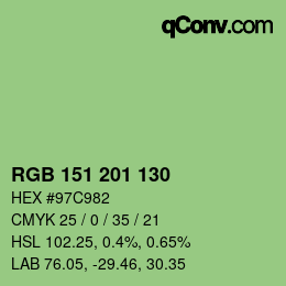 カラーコード: RGB 151 201 130 | qconv.com